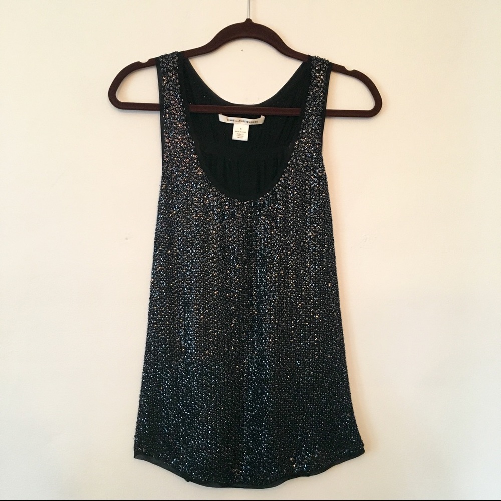 Diane Von Furstenberg beaded racer-back top